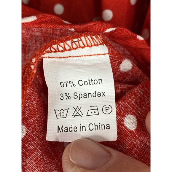 Lindy Bop Dress Sz M Red Polka Dot Retro 50's Swing Belted Whimsy Pin Up Girl - Picture 7 of 9